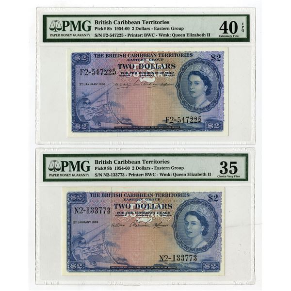 British Caribbean Territories-Eastern Group, 1956 to 1959, Issued Banknote Pair.