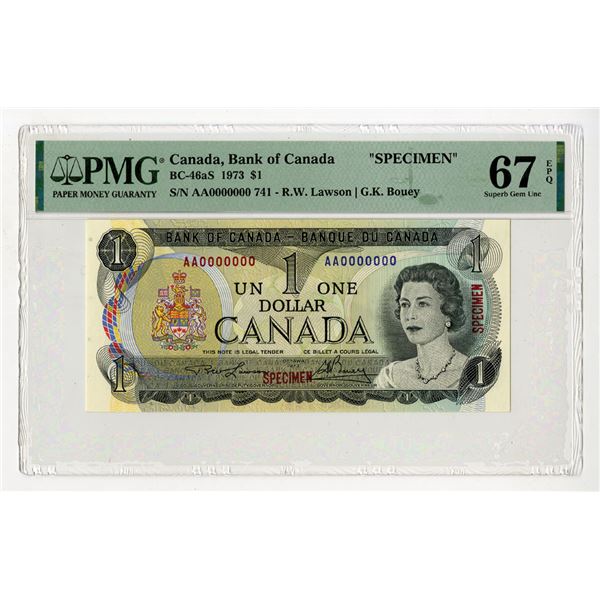 Bank of Canada, 1973, Specimen Banknote