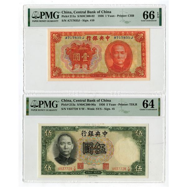 Central Bank of China, 1936, Issued Banknote Pair