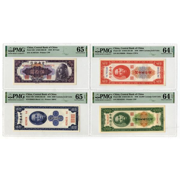 Central Bank of China, 1948, Banknote Quartet