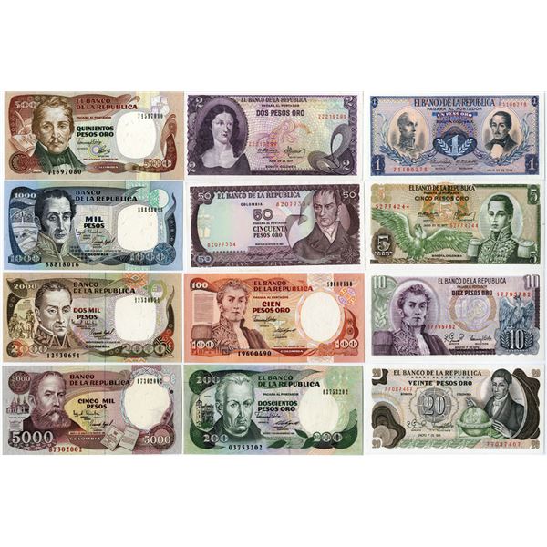 Colombia, Banco de la República, 1968 to 1994, Issued Banknote Assortment