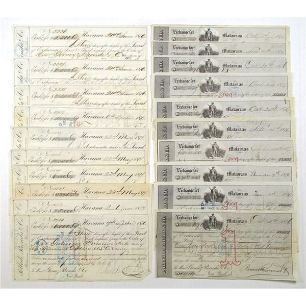 Cuba & U.S., Polledo, Rionda & Co.,, Sugar Barons, 1876 to 1877, Assortment of Issued Bills of Excha