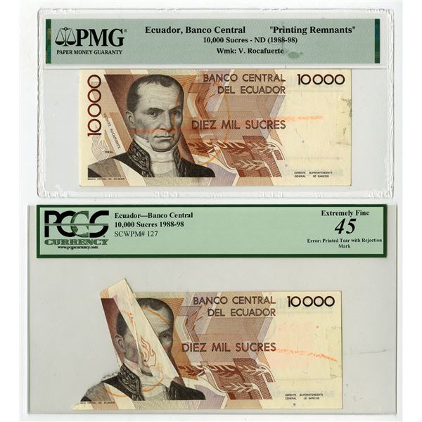 Banco Central del Ecuador, 1988-89, Pair of Error Notes