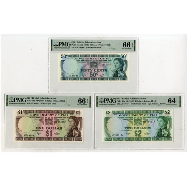 Government of Fiji, ND (1968-69), Issued Banknote Trio.