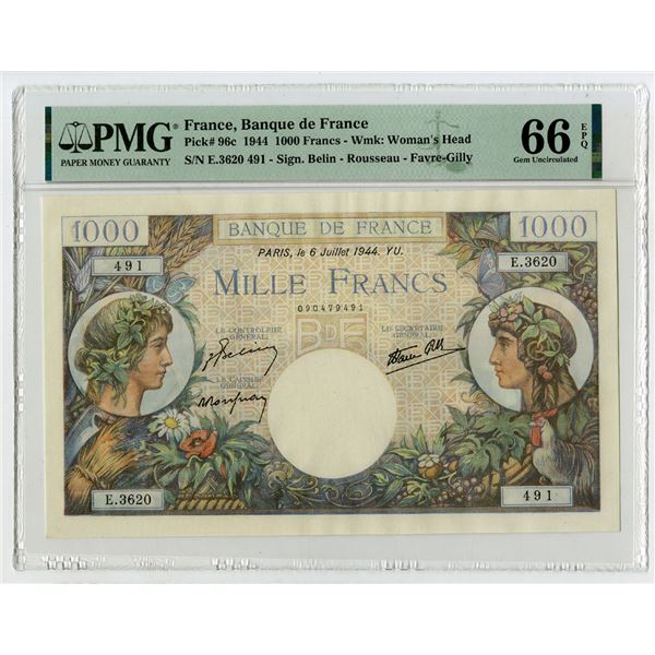 Banque De France, 1944, Issue Banknote