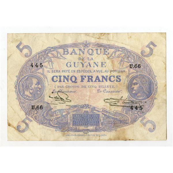 Banque de la Guyane, 1942, Issued Banknote