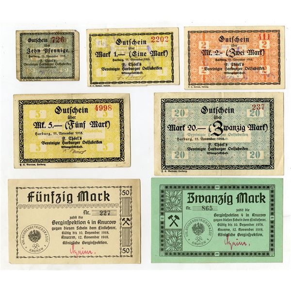 Harburg and Knurow, 1919 to 1918, Assortment of Notgeld