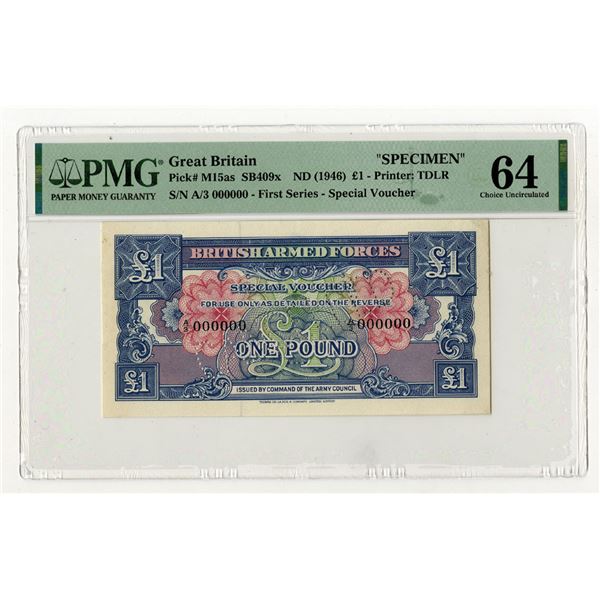 British Armed Forces, ND (1946), First Series Specimen Banknote