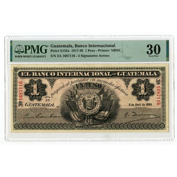 Banco Internacional de Guatemala, 1920 Issue Banknote