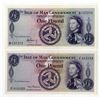 Image 1 : Isle of Man Government, ND (1961), Issued Banknote Pair.