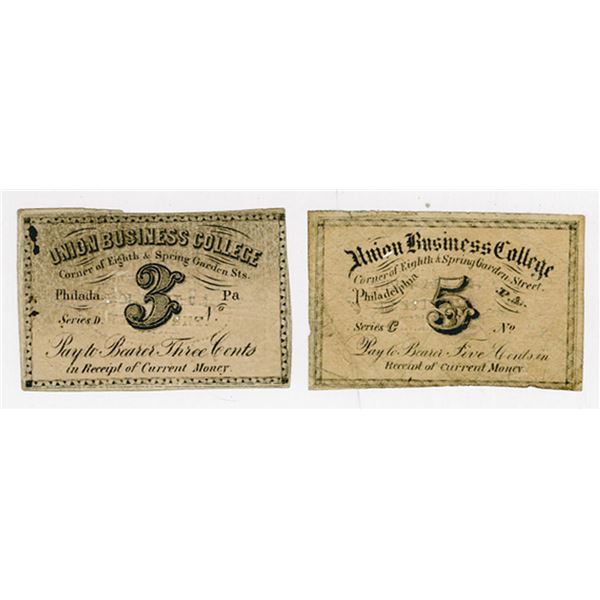 Union Business College. ND (ca.1860-70's). College Currency Fractional Change Pair.