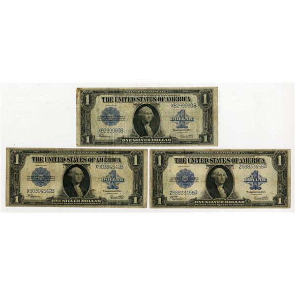 U.S. Silver Certificate, Series of 1923, Issued Banknote Trio.