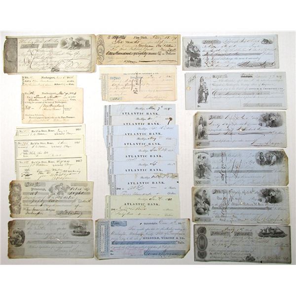 North-Eastearn StatesAssortment of I/C Checks and Drafts, ca. 1814 to 1864.