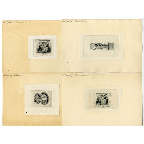 Security Printed Large Die Proof Vignettes Emphasizing the Numeral "3", ca.1820-1840.