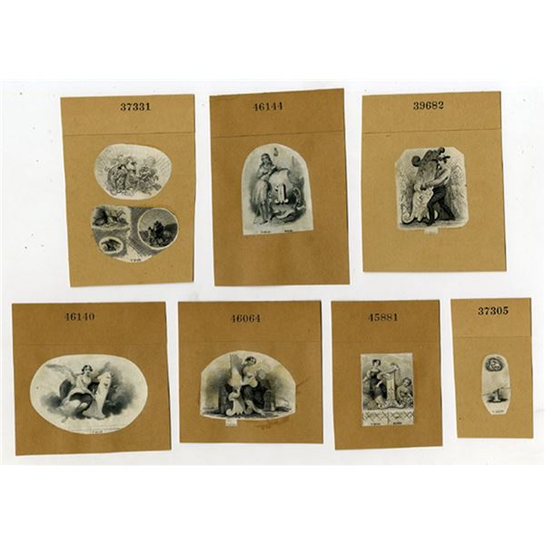 U.S. Early Allegorical Figures with Numeral "1"Group of Stylized Vignettes, ND (1850-1900s).