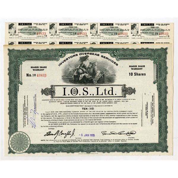 I.O.S., Ltd., 1970, Issued Warrant - Financial Scam Company