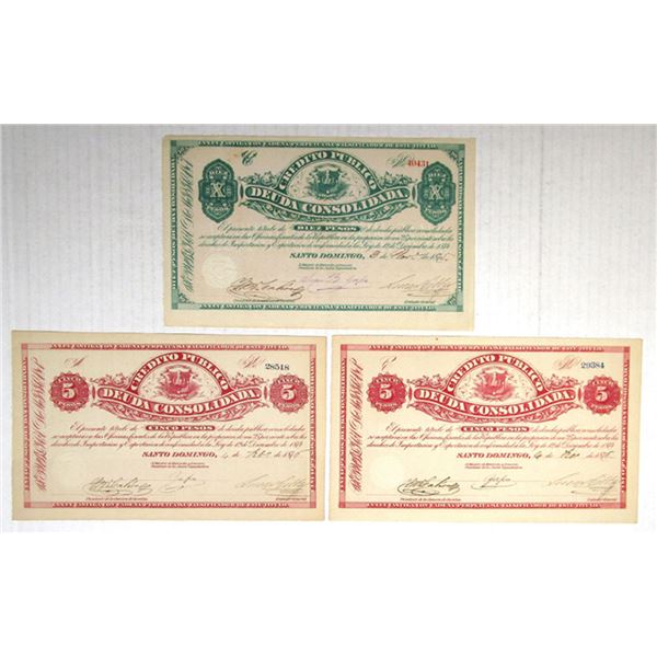 Credito Publico-Deuda Consolidada, 1875 to 1876, Trio of Issued Bonds