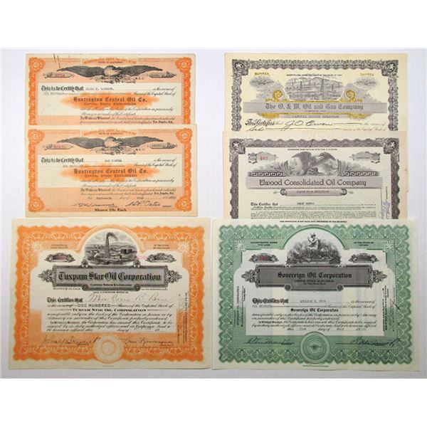 California, Delaware, Nevada, & Ohio Assortment of Oil Stock Certificates, 1918 to 1930