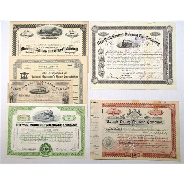 Ohio, New York, & Pennsylvania, 1833 to 1948, Assortment of Railroad Stock Certificates