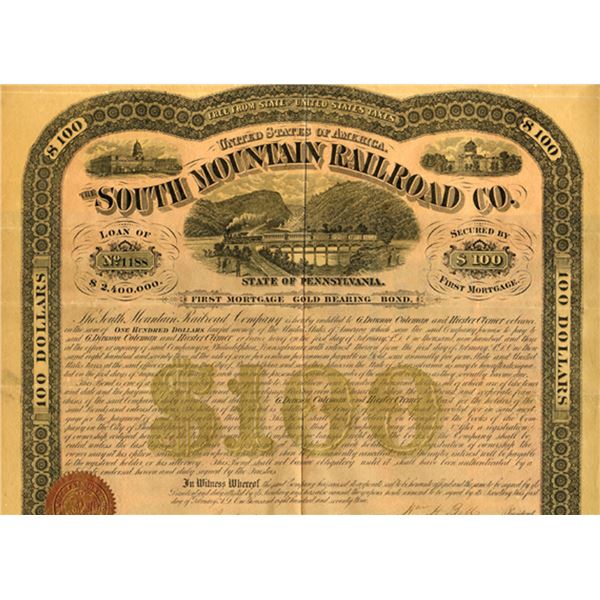 South Mountain Railroad Co., 1873, I/U Bond