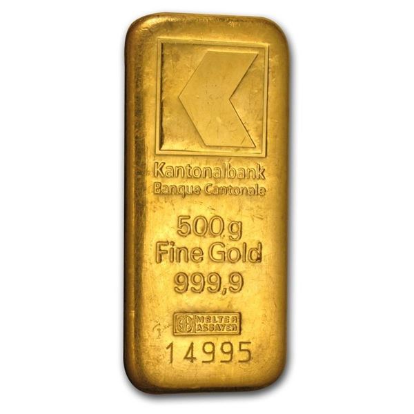 500 gram .9999 Fine Pure Gold Bar 16.075 Ounces