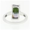 Image 7 : 14k White Gold 3.44 ctw Emerald Pink & Green Watermelon Tourmaline Solitaire Rin