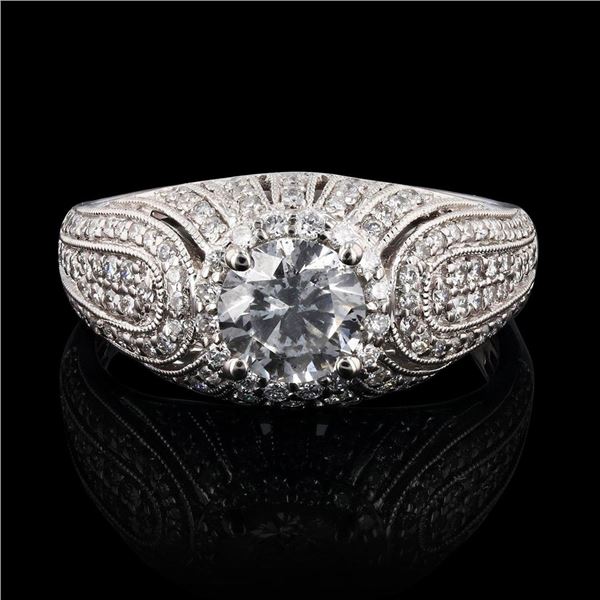 0.91 ctw CENTER Diamond Platinum Ring (1.51 ctw Diamonds)