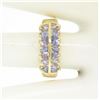 Image 7 : 14k Yellow Gold Dual Two Row 1.40 ctw 14 Trillion Cut Natural Tanzanite Band Rin