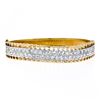 Image 2 : 18K TT Gold 4.25 ctw Pave Set Ideal Cut Diamond Pierced Wavy Hinge Bangle Bracel