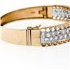 Image 4 : 18K TT Gold 4.25 ctw Pave Set Ideal Cut Diamond Pierced Wavy Hinge Bangle Bracel