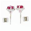 Image 4 : 14k White Gold 1.35 ctw Round Prong Pink Tourmaline & Diamond Halo Stud Earrings