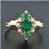 Image 2 : Antique Victorian 14k Gold 0.42 ctw Round Emerald 1.7mm Pearl Petite Cluster Rin