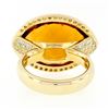 Image 7 : Estate 18K Gold Large Wide Citrine Diamond Halo Almond Eye Shaped Cocktail Ring
