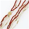 Image 6 : Vintage 14k Gold 16" Multi Strand Freshwater Pearl Coral Bead Torsade Necklace
