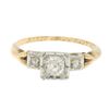 Image 2 : Antique Victorian 14k Two Tone Gold Cushion Old Mine Cut Diamonds 3 Stone Ring