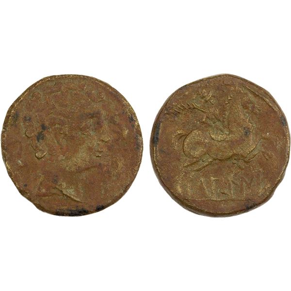 ANCIENT SPAIN: Lakine, AE Unit (9.60g), Area of Aragon, 2nd-1st century BC, VG-F red patina