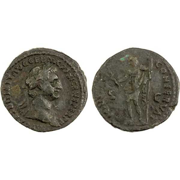 ROMAN EMPIRE: Domitian, 81-96 AD, AE as (8.81g), Rome, 85, F-VF