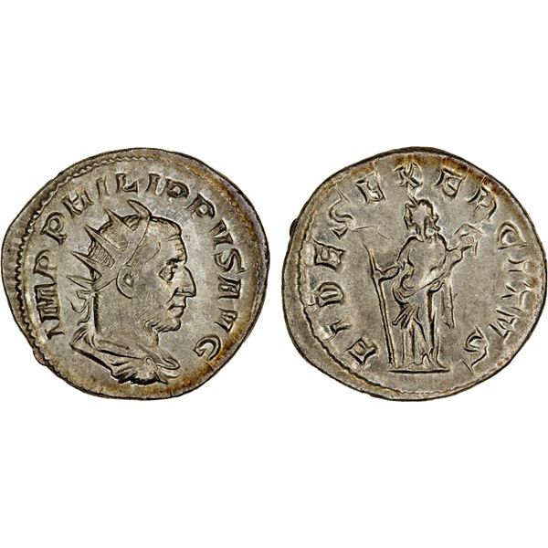 ROMAN EMPIRE: Philip I, 244-249 AD, AR Antoninianus (4.21g), Rome, 249, VF