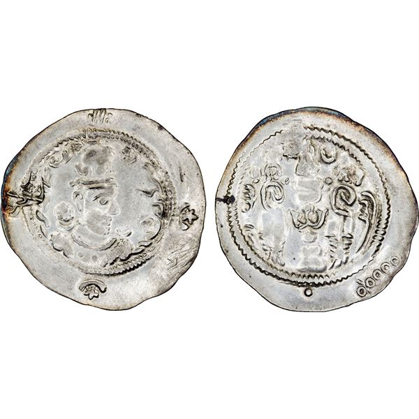 HEPHTHALITE: Hormizd IV type, 7th century, AR drachm, "BHL" (Balkh), year "11", VF