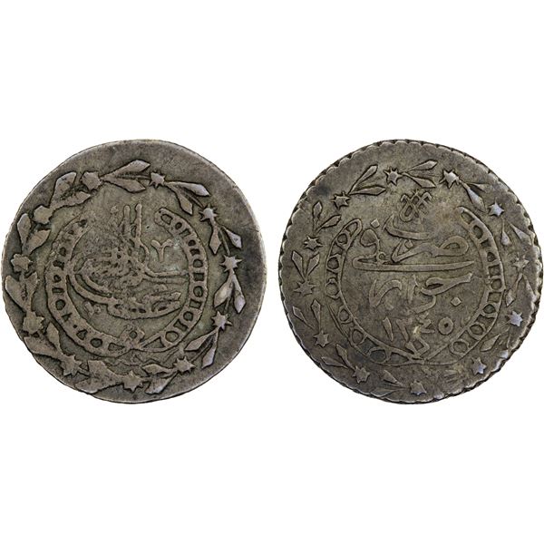 OTTOMAN ALGIERS: Mahmud II, 1808-1839, AR 1/6 budju (1.57g), Jaza'ir, AH1245, VF