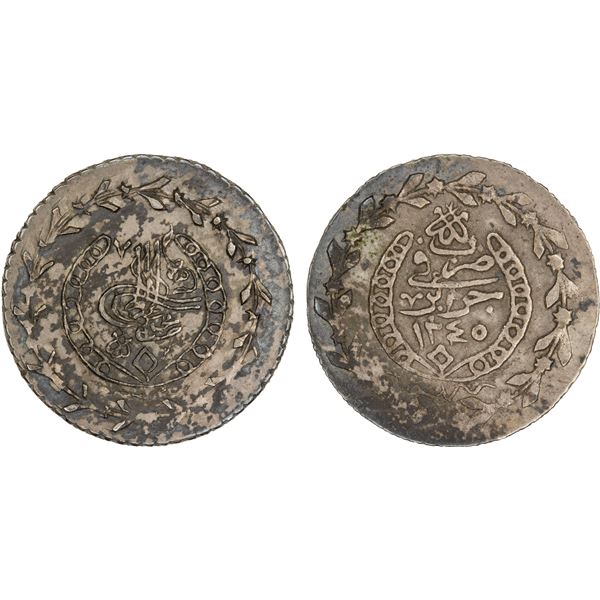 OTTOMAN ALGIERS: Mahmud II, 1808-1839, AR 1/3 budju (3.13g), Jaza'ir, AH1245, XF