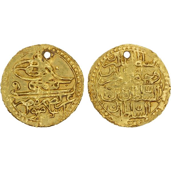 OTTOMAN TURKEY: Selim III, 1789-1807, AV zeri mahbub (2.39g), Islambul, AH1203 year 16, AU