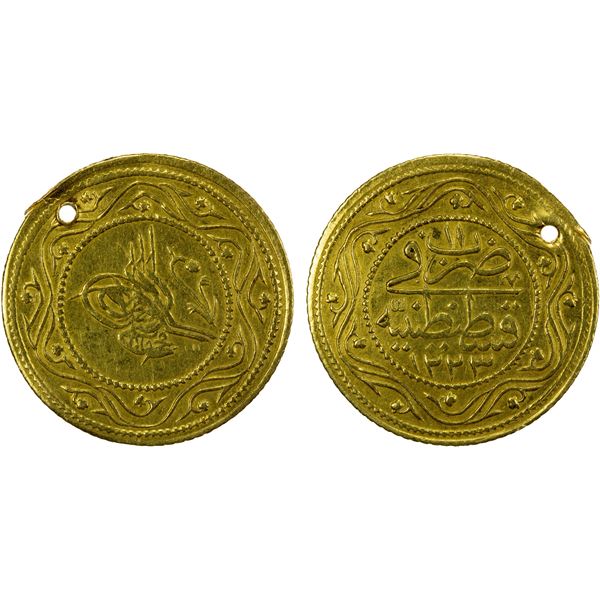 OTTOMAN TURKEY: Mahmud II, 1808-1839, AV 2 rumi altin (4.61g), Kostantiniye, AH1223 year 11, bold VF