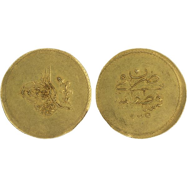 OTTOMAN TURKEY: Abdul Mejid, 1839-1861, AV memduhiye (1.38g), Kostantiniye, AH1255 year 2, choice XF