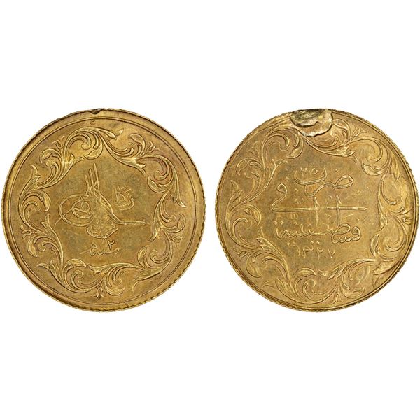 OTTOMAN TURKEY: Mehmet V, 1909-1918, AV 25 kurush (1.78g), Kostantiniye, AH1327 year 2, VF-XF