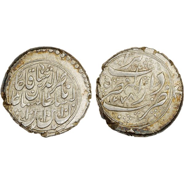 QAJAR: Nasir al-Din Shah, 1848-1896, AR qiran (5.02g), Herat, AH1278, choice XF