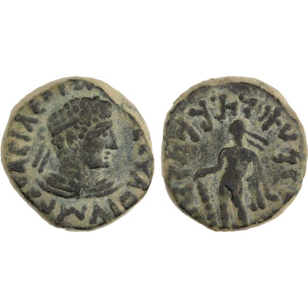 KUSHAN: Kujula Kadphises, ca. 50-90 AD, AE tetradrachm (10.00g), Kapisa, VF