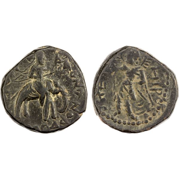 KUSHAN: Huvishka, c. 155-187, AE tetradrachm (15.55g), VF