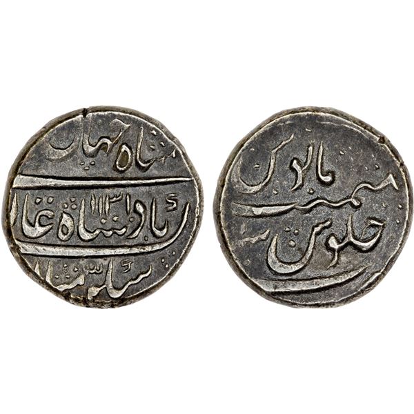MUGHAL: Shah Jahan II, 1719, AR rupee (11.44g), Tatta, AH1131 year one (ahad), VF