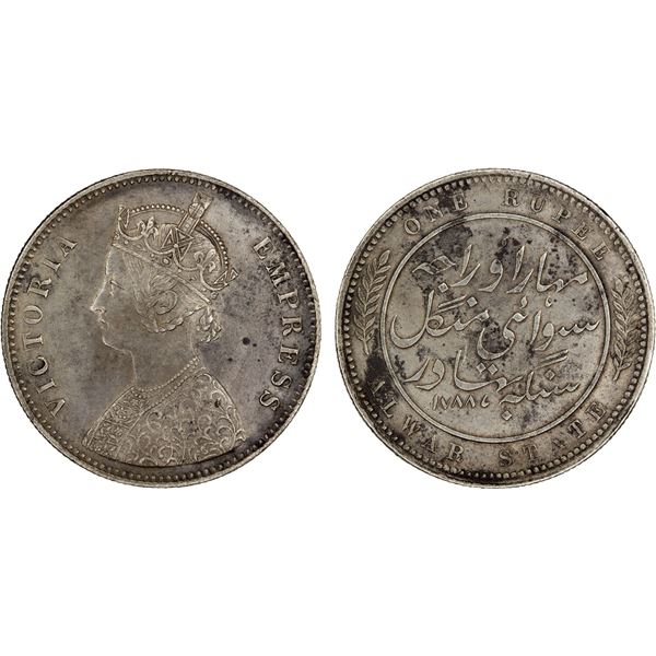 ALWAR: Mangal Singh, 1874-1892, AR rupee, 1788, XF